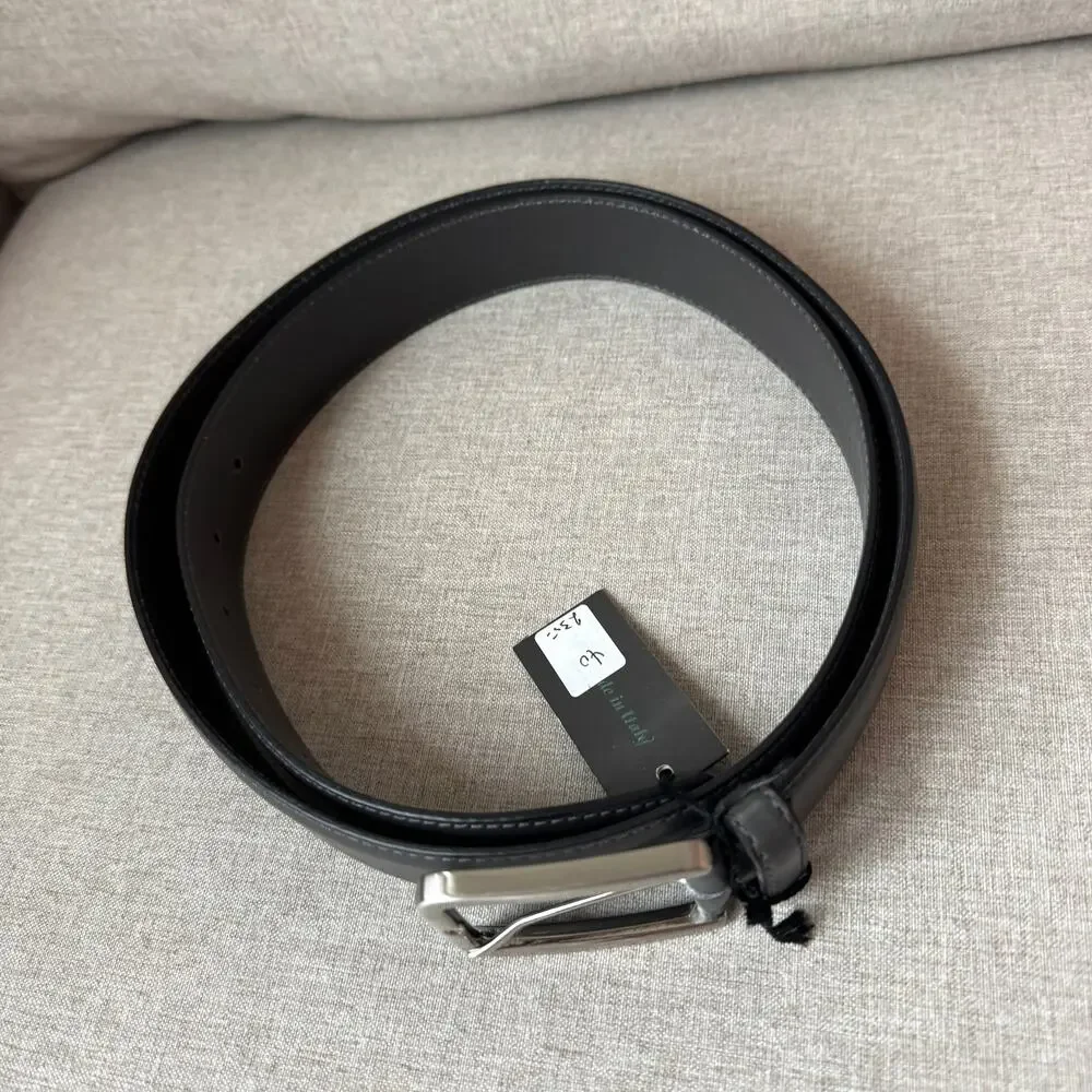 Erreghe Handmade Italian Leather Grey Silver Buckle Dress Belt 105 NEW size 40
